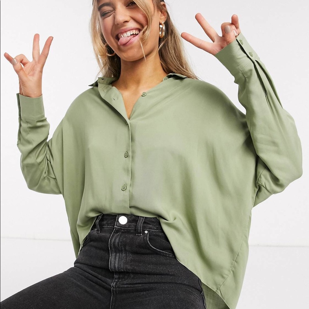ASOS DESIGN cropped shirt in khaki